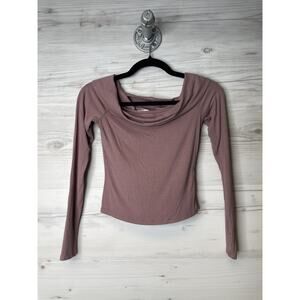 Gypsy Jade Shirt Womens XS Mauve Ribbed Long Sleeve Stretch Fitted Top Pullover